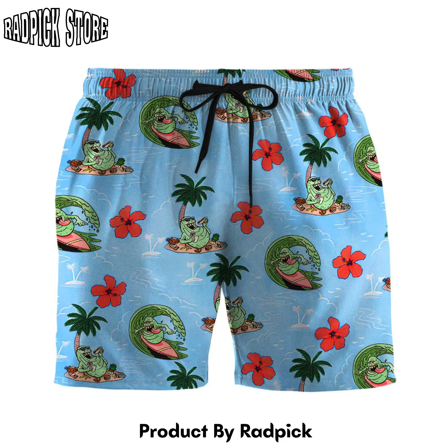 Radpick 3d ghostbusters slimer ugly hawaii vibe custom men shorts rp631489